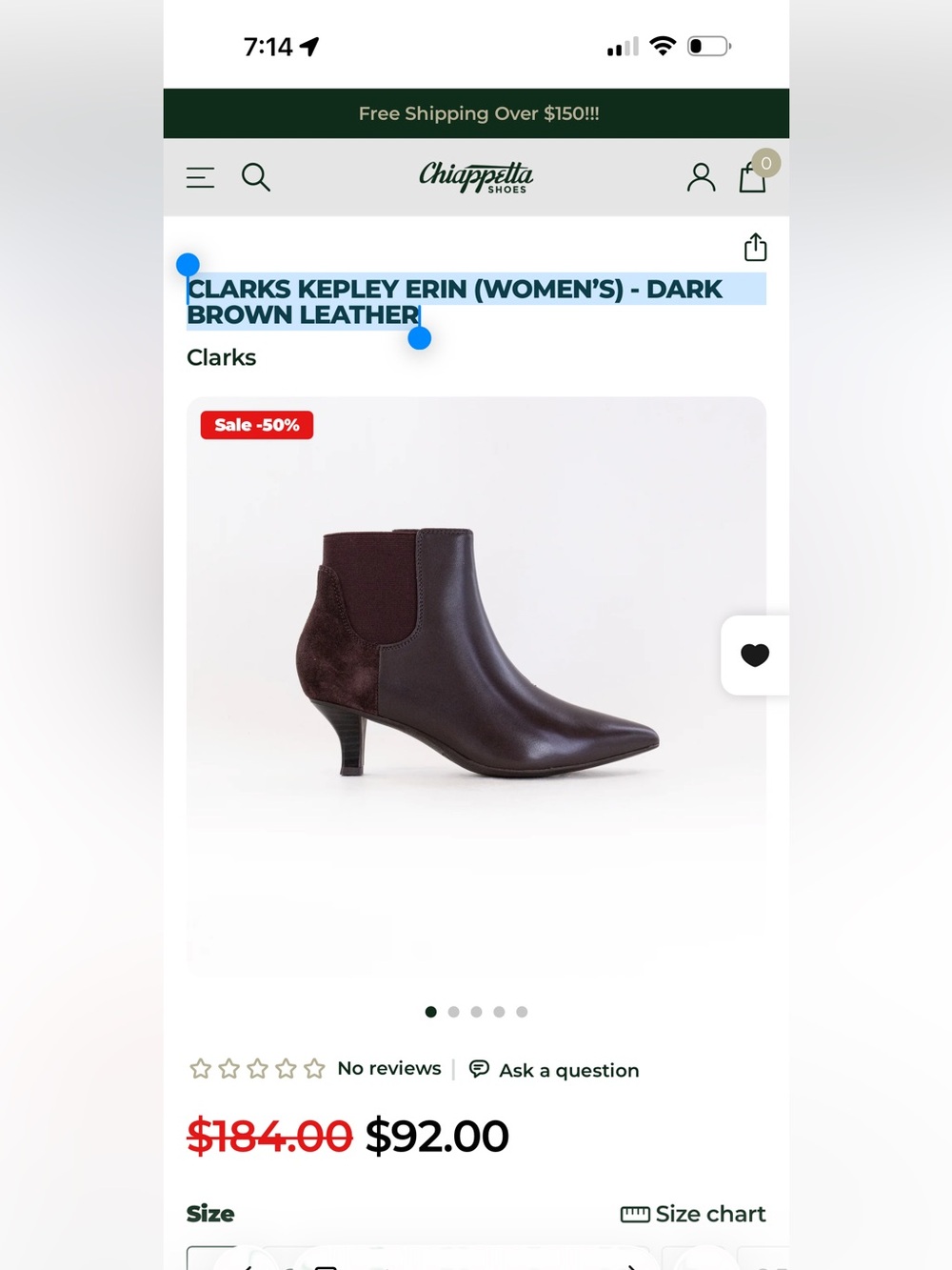 Clarks Women's Dark Brown Pointed Leather Chelsea Ankle Boots - Picture 3 of 7